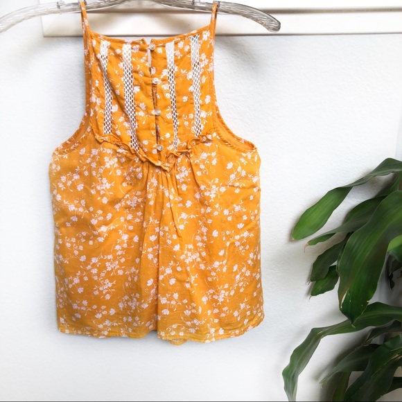 Anthropologie/ Maeve yellow floral tank size S - Picture 2 of 8